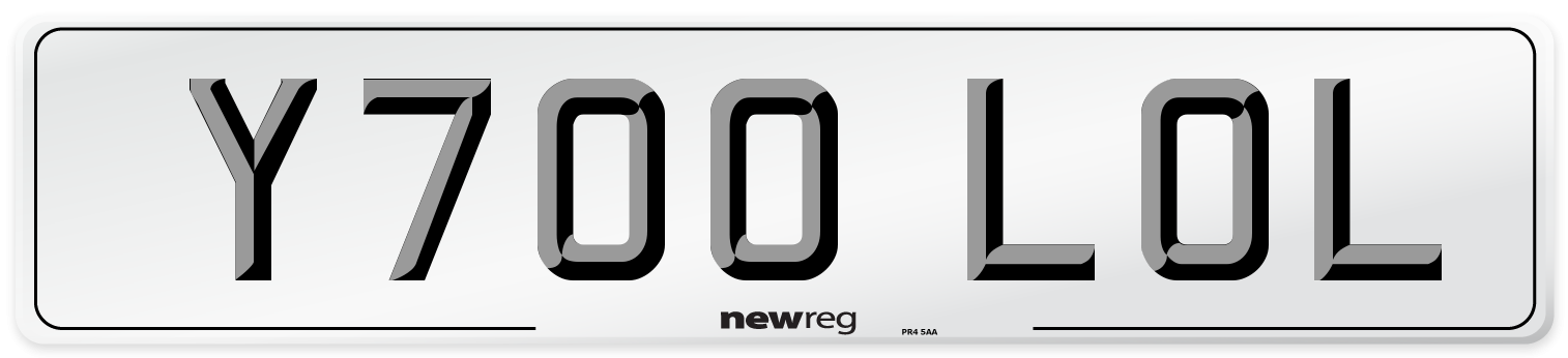 Y700 LOL Number Plate from New Reg